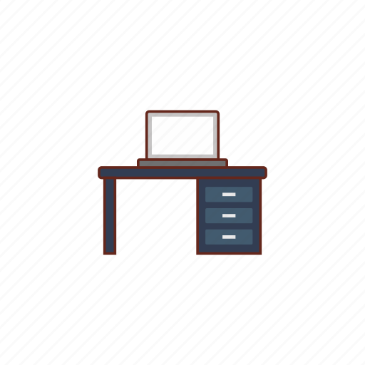 Desk, table, computer, laptop, working icon - Download on Iconfinder