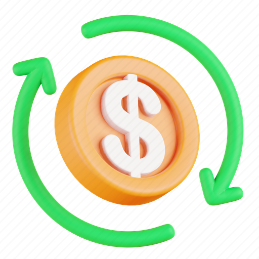 Cashflow, transaction, finance, money, income 3D illustration - Download on Iconfinder