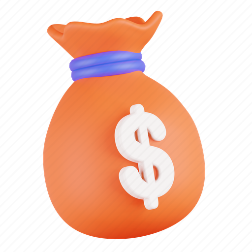 Money, bag, earning, salary, rich, wealth, income 3D illustration - Download on Iconfinder