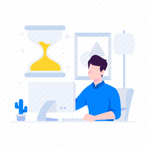 Hourglass, time, management, hour, people, man illustration - Download on Iconfinder