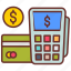 payment, method, online, dollar, calculator, atm, card 