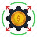 dollar, coin, arrows, business, and, finance, currency, cash, gear