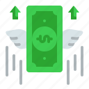 money, business, and, finance, wings, dollar, flying, inflation