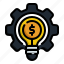 idea, gear, money, implement, business, finance, lightbulb 