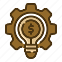 idea, gear, money, implement, business, finance, lightbulb