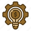 idea, gear, money, implement, business, finance, lightbulb 
