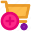 cart, commerce, plus, shopping, shopping cart, trolley 