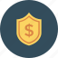 cash, protection, safety, secure, security, shield icon 