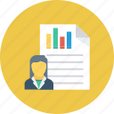 analysis, contact, list, report, user, user chart icon