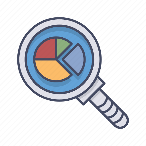 Diagram, magnifier, pie chart, research, search icon - Download on Iconfinder