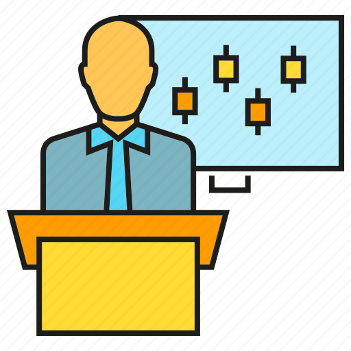 Business man, chart, conference, office, podium, presentation icon - Download on Iconfinder