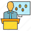 business man, chart, conference, office, podium, presentation 