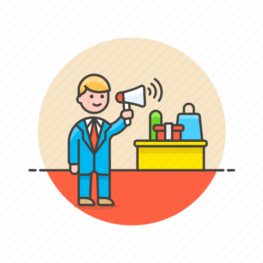 Advertising, business, promotion, sale, man, sell, speak icon - Download on Iconfinder