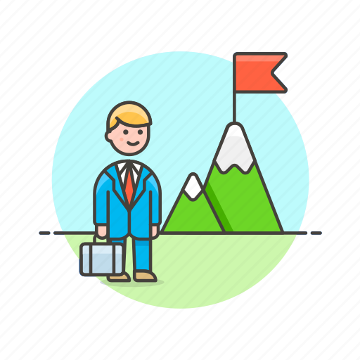 Business, challenge, goal, briefcase, done, flag, man icon - Download on Iconfinder