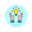 business, hand, idea, bulb, light, plan, solution, strategy 