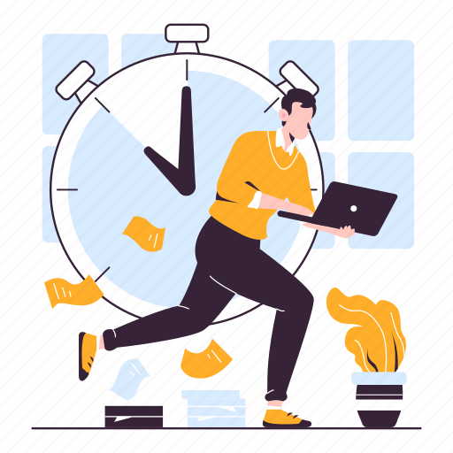 Deadline, fast, time, clock, run illustration - Download on Iconfinder