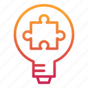 bulb, idea, puzzle, solution, strategy