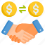agreement, coin, handshake 