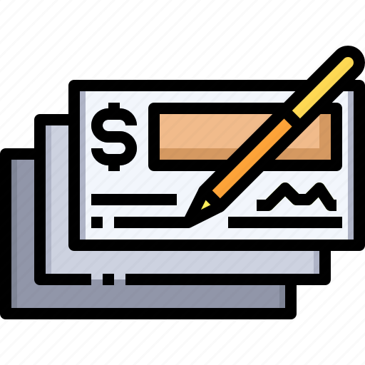 Money, pen, cheque, payment, check, banker icon - Download on Iconfinder