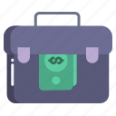 briefcase, money