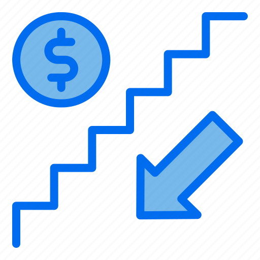 Stair, finance, down, money icon - Download on Iconfinder
