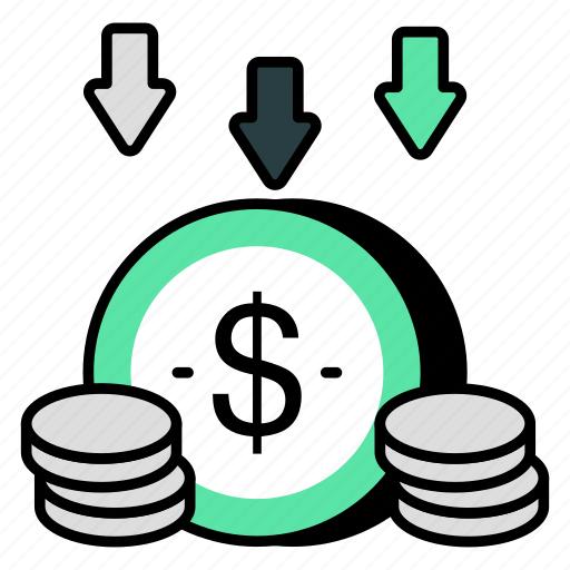 Inflation, dollar value decrease, money, cash, coin icon - Download on Iconfinder
