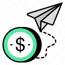 financial message, financial mail, send message, send mail, paperplane