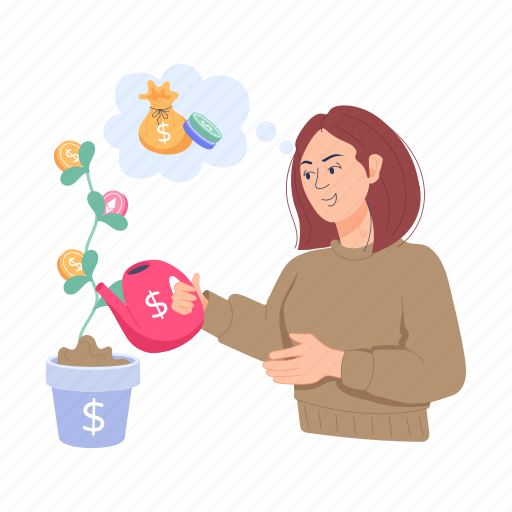 Money growth, financial growth, money plant, financial profit, investment profit illustration - Download on Iconfinder