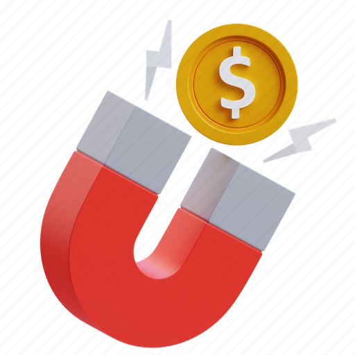Money attraction, magnet, currency, magnetism, business 3D illustration - Download on Iconfinder