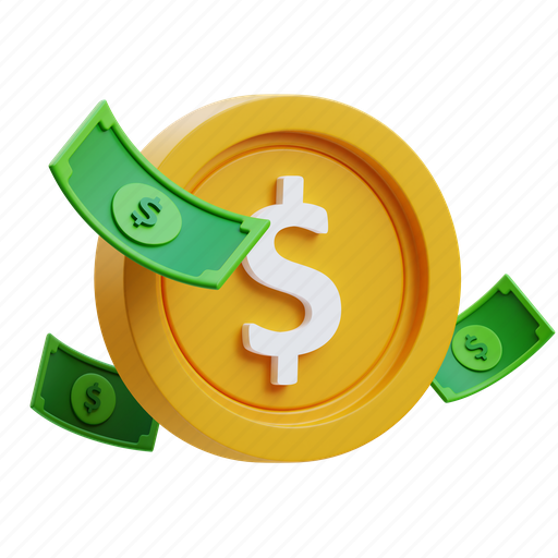 Money, coin, dollar, finance, business, cash, payment 3D illustration - Download on Iconfinder