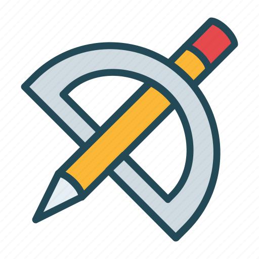 Education, geometry, infrastructure, learning, pencil, protector icon - Download on Iconfinder