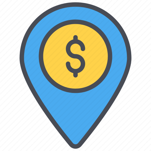 Money location, direction, dollar, pointer, bank, location pin icon - Download on Iconfinder