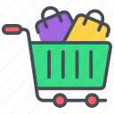 shopping cart, shopping, bags, store, supermarket, retail