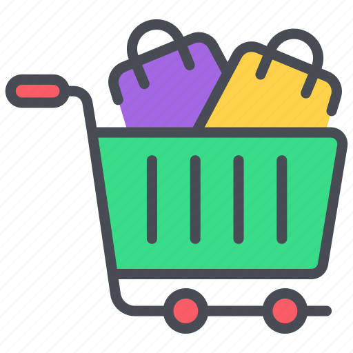 Shopping cart, shopping, bags, store, supermarket, retail icon - Download on Iconfinder