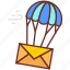 email, sent, delivered, imparted, mail, transport, submitted, flying, balloon 