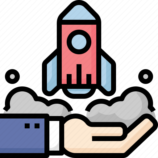 Business, cloud, hand, install, rocket, space, startup icon - Download on Iconfinder