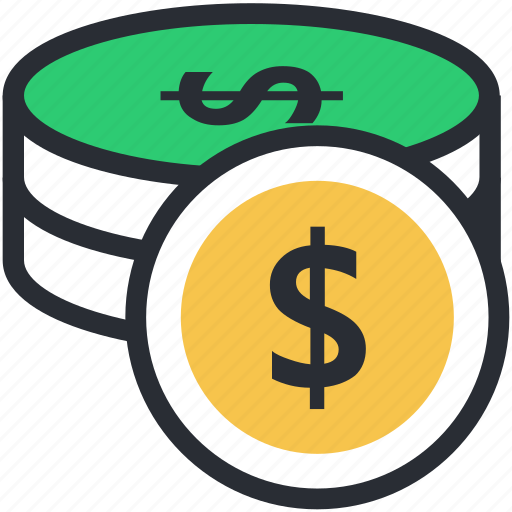 Cash, coins stack, currency coins, dollar coins, money icon - Download on Iconfinder