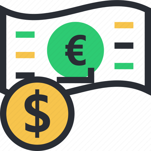 Currency, dollar coin, euro note, money, wealth icon - Download on Iconfinder