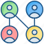 circular, connection, hierarchy, link, network, sharing, social network 