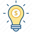 bulb, business, dollar, finance, idea, lamp, money