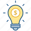 bulb, business, dollar, finance, idea, lamp, money 