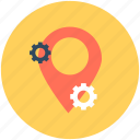 cogs, gps, location pin, location setting, map setting