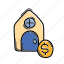building, coin, estate, home, house, money, real 