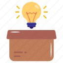 idea box, new idea, bright idea, innovation, creativity
