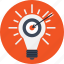 arrow, bulb, business, idea, marketing, solution, target 