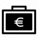 cash, currency, eur, euro, finance, money, suitcase