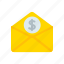 envelope, dollar, give, letter, mail, business, finance 