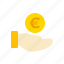 hand, render, euro, coin, hold, business, finance 