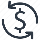 arrow, circle, dollar, dollar change, exchange, money, money exchange icon icon