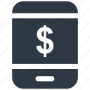 dollar, mobile, money, sign icon